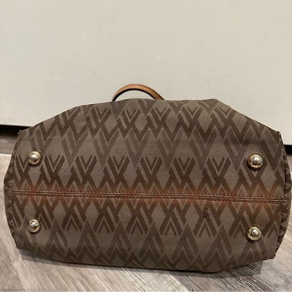 VALENTINO Tote All Over Print Green Beige Crossbody  Zip Top Pocket Large - Picture 7 of 11